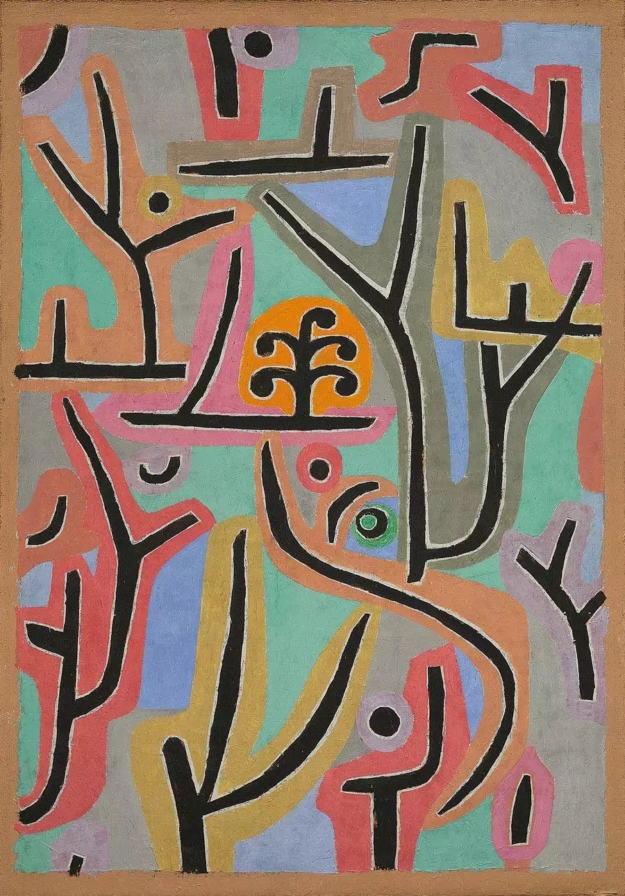 A painting by Paul Klee, titled "Park near Lu," dated 1938.